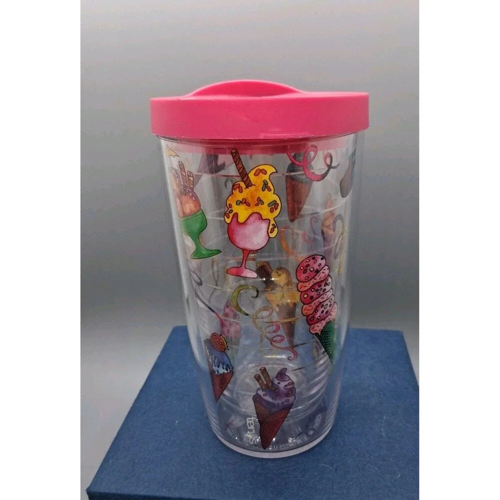 TERVIS Cup Tumbler Ice Cream Cone 16 oz Double Wall Insultated Hot Cold Pink Lid